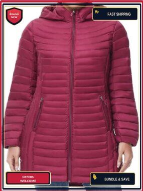 Ultra Light Down Jacket Packable Puffer Coat Hooded Mid Length Winter Outwear